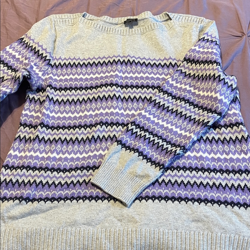 Talbots Purple and Gray Patterned Sweater